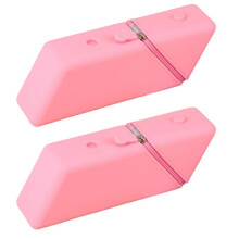 2pc Large Capacity Student Pencil Case Silicone Pencil Case Gradient Rectangular Stationery Organizer Pencil Bag