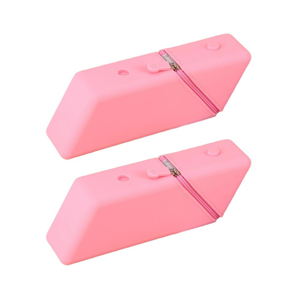 Tauoh 2Pc Large Capacity Student Pencil Case Silicone Pencil Case Gradient Rectangular Stationery Organizer Pencil Bag