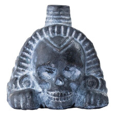 Aztekisk Dödsvisselpipa Aztekisk Läskig Dödsvisselpipa Spökvisselpipa Dödskallehuvudleksak Festljudrekvisita Harts Halloweenleksak Gåva Grå