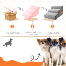 2 Step Dog Ramp Stair Pineapple Velvet Small Dog Stair with Sponge Filling and Nonslip Bottom Pet Supplies for Cat