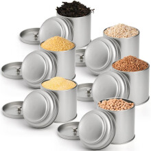 9 Pack Tea Tins Canister with Airtight Double Lids, 8OZ Round Tin Can Box, Small Kitchen Canisters Containers for Coffee