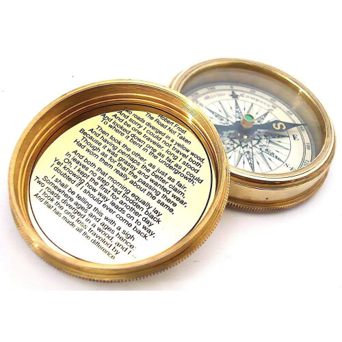 Robert Frost Poem Compass Brass Pocket Compass - Watch Type Compass 1