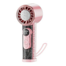 Portable Handheld Fan Clear Shell-pink Ice pack fan