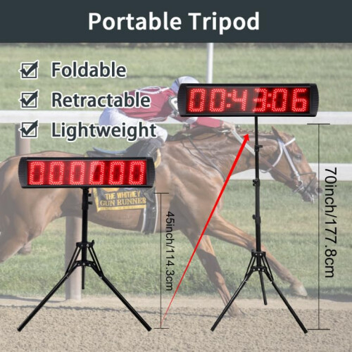 5 Inch LED Race Timing Clock with Tripod for Running Events, 6 Digits Countdown/up Digital Timer Race Clock Remote Control 1