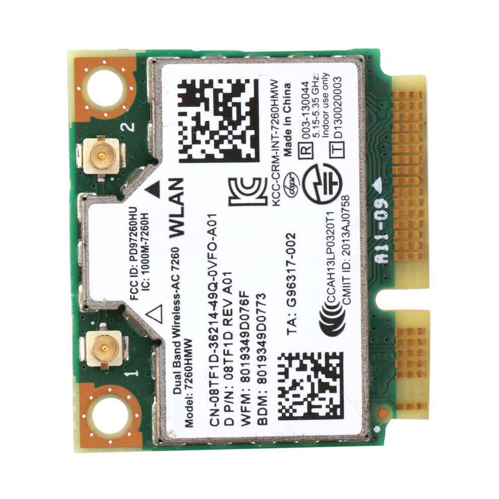 Mini Pcie Wifi Bluetooth Card 802.11Ac 876Mbps Dualband For Dell 7260Hmw 9311391983898