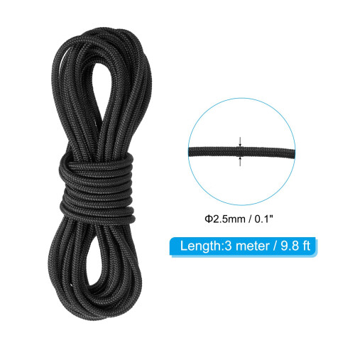 PATIKIL Archery D Loop Rope 3 Meters, 3 Pack Bow D Loop String Release Material Nock Wire Nocking Loop Buckle Ring for Compound Bowstring, Black 1