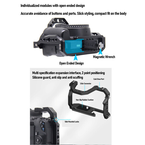 Aluminum Camera Cage for 200D/200DII with Stabilizer & Mounts 2