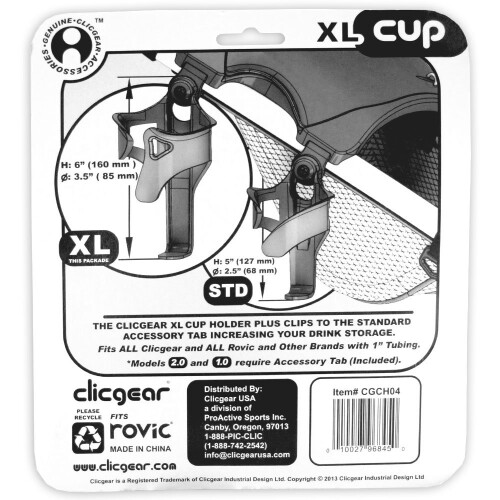 Clicgear Golf Trolley Cup Holder XL, Black 2