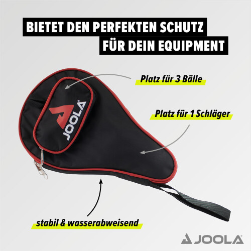 JOOLA Pocket Table Tennis Bat Cover - Black/Red 1
