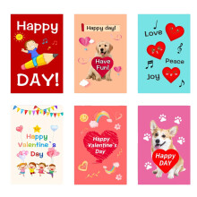 Cartes de Saint-Valentin Amitié Romantique - Lot de 6 cartes (6 x 4)