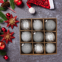 Shatterproof Sequin Lace Christmas Ornaments Silver 3.1