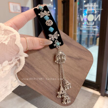 Haarspeld in Chinese stijl met turquoise belvormige kwastjes, etnische zijclip