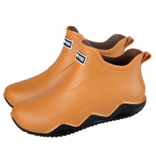 Unisex Couple Casual Rain Boots Short Waterproof Rubber Shoes With Letter Design Pvc Orange Material Size Us 9.5 Foot Length 10.43 Inches