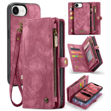 () Case For IPhone 17e TPU PC Handmade Leather Zipper Detachable Card Holder Wallet Cover Trifold With Strong Magnetic