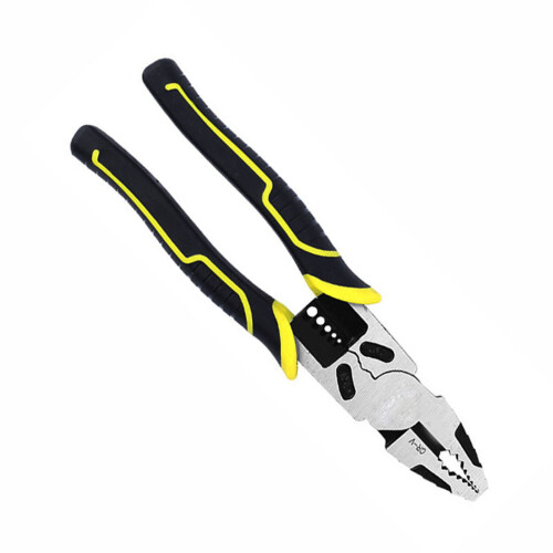 Multi Functional Pliers Effort Saving Cutting Crimping Wire Stripper Pliers Yellow 9in 1