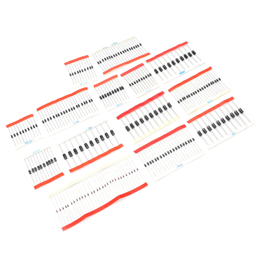 14 Type Diode Pack 200Pcs Alloy Electronics Silver