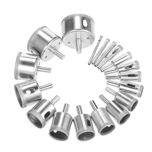 18Pcs Diamond Drill Bits for Ceramic, Diamond Hole Saw Drill Bit Set Kit 0.2in~2in 2