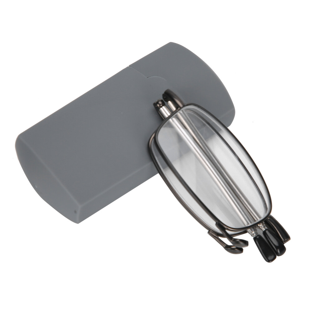 Gray Stainless Steel Folding Reading Glasses +2.50 Unisex, Anti Slip