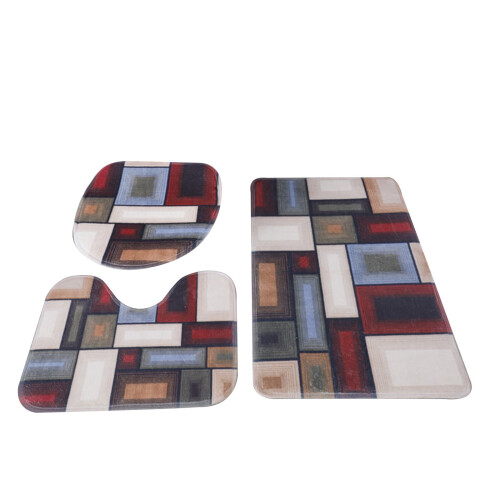 3-delige badkamertapijtset van antislip polyester 1