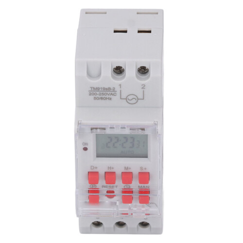 Timer Switch LCD Display 7 Day Programmable Timer NO NC Output 35mm DIN Rail Mount Miscontact Lock Built in Battery 1