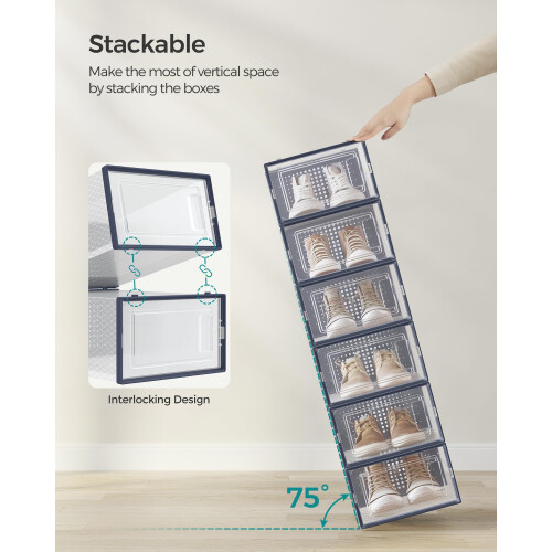 Songmics SONGMICS Shoe Boxes, Pack of 18 Stackable Shoe 2
