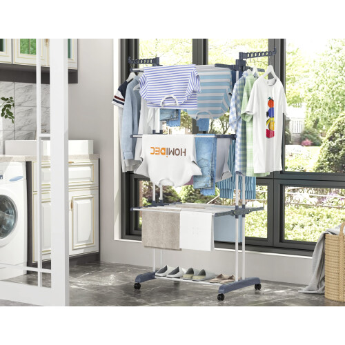 Airer Clothes Drying Rack, 4-Tier Foldable Clothes Hanger, Adjustable, Grey 1