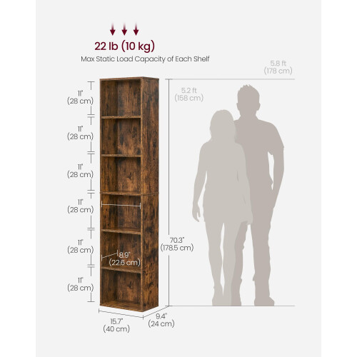 VASAGLE VASAGLE Bookcase, 6-Tier Bookshelf, Open Storage 2