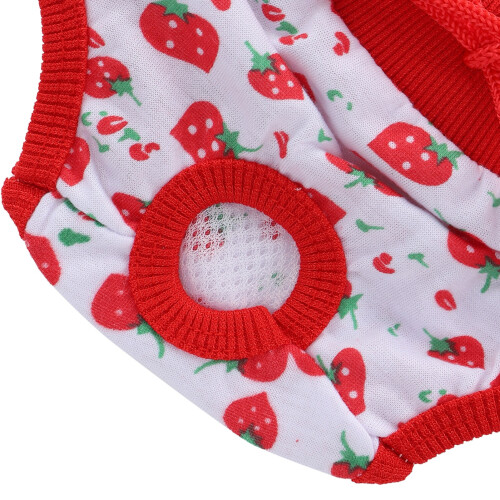 Pet Pigs Strawberry Pattern Cotton Reusable Physiological Pants, S Size 2