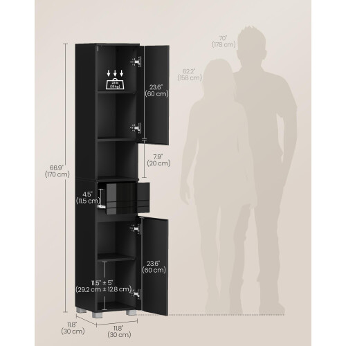 VASAGLE VASAGLE Tall Bathroom Cabinet, Slim Storage 1
