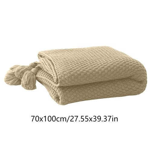 Knitted Throw Blanket with Tassels Soft Cozy Lightweight 2