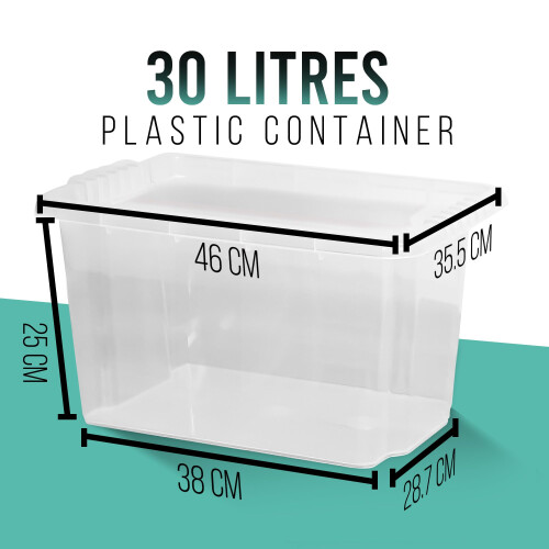 Klass 4 PCS 30L Plastic Storage Boxes With Lids, Sturdy Clear Storage Box 2