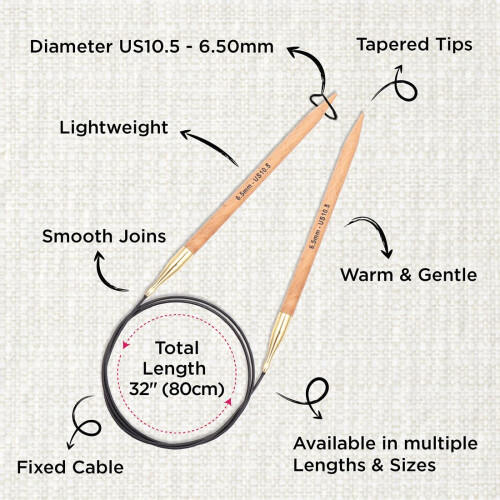 KnitPro Basix Beech Fixed Circular Needles 32" 2