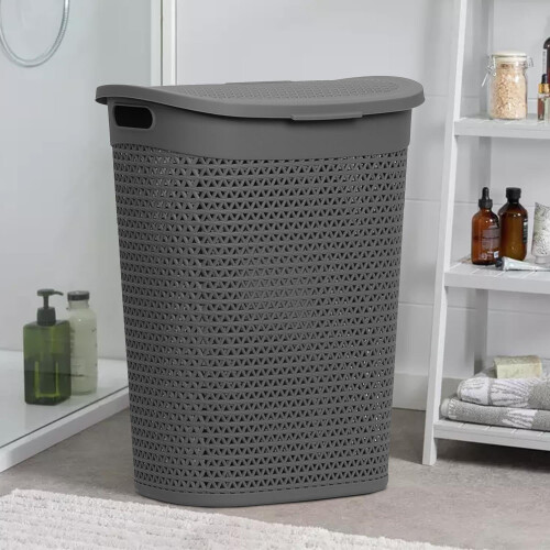 60L Laundry Basket with Lid - Large Plastic 2