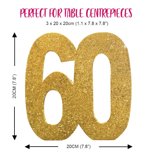 Number 60 Glitter Table Decoration Gold| Table 1