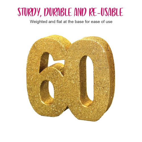 Number 60 Glitter Table Decoration Gold| Table 2