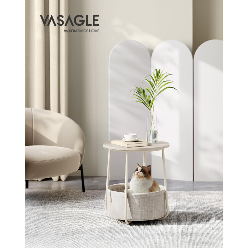 VASAGLE VASAGLE Side Table, Round End Table with Fabric 2