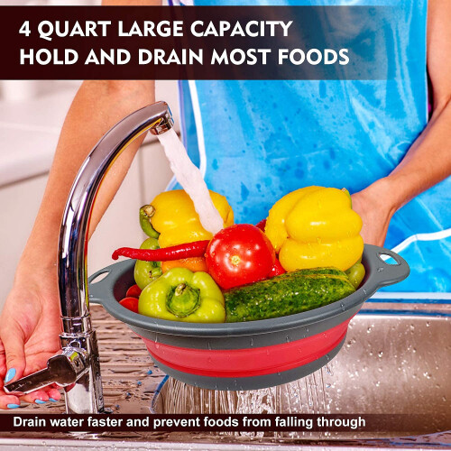 Walfos Collapsible Colander Set - Silicone Pasta 1