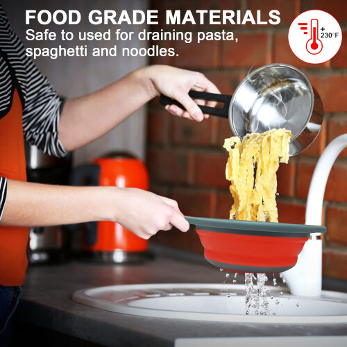 Walfos Collapsible Colander Set - Silicone Pasta 2
