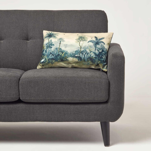 Homescapes (Blue) Palm Sepia Cushion, 30 x 50cm 1