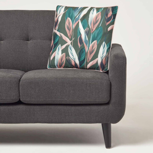 Homescapes (Dark Green) Botanical Leaf Cushion, 45 x 45cm 1