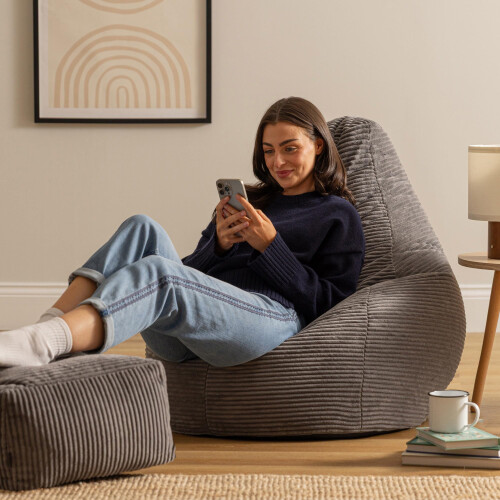 icon Dalton Cord Bean Bag Chair with Footstool, 1