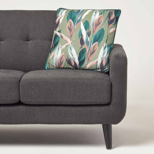 Homescapes (Light Green) Botanical Leaf Cushion, 45 x 45cm 1