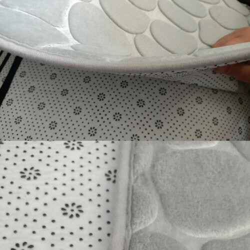 Ensemble de tapis de bain en mousse à mémoire de forme grise (3 pièces) 1