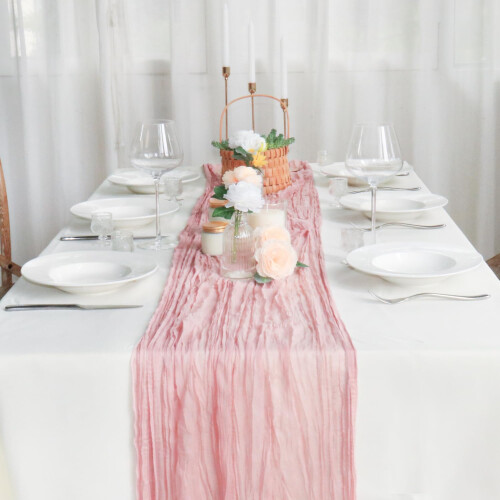 Sevenpers Cheesecloth Table Runner Pink, 1