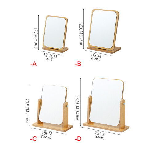 Rotatable Makeup Mirror with Wooden Stand-Large vertical squar 2