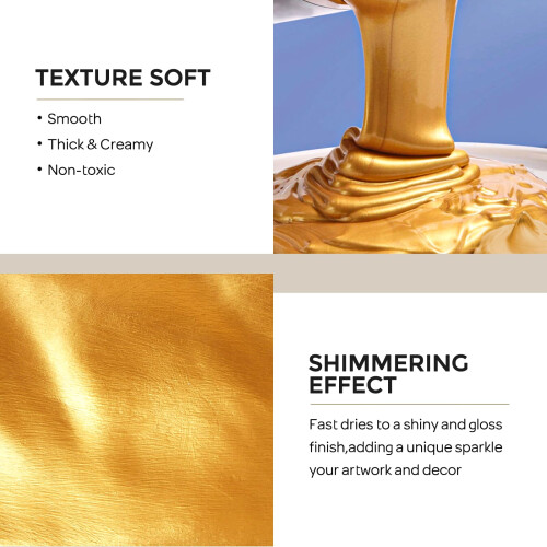 Nicpro Acrylic Paint Metallic Gold, 8.45oz/250ml 1