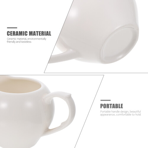 Ceramic Milk Pitcher White Easy to Clean Dishwasher Safe 1