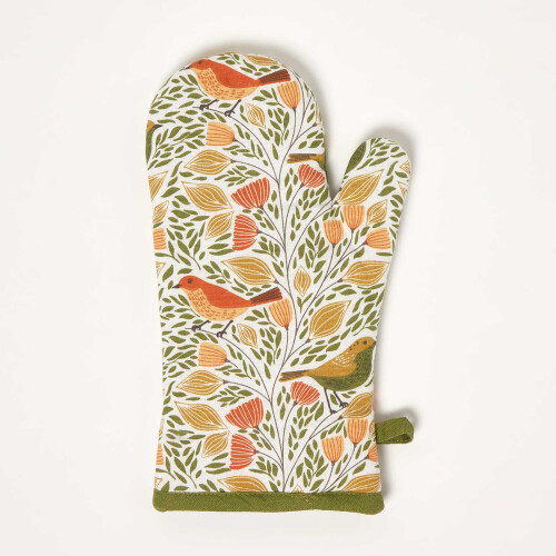 Homescapes 100% Cotton Song Bird Oven Mitt 2