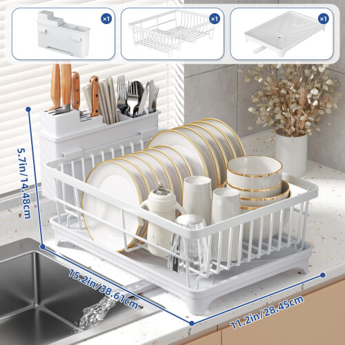 PurKeep Dish Drainer Rack - Dish Rack with 2