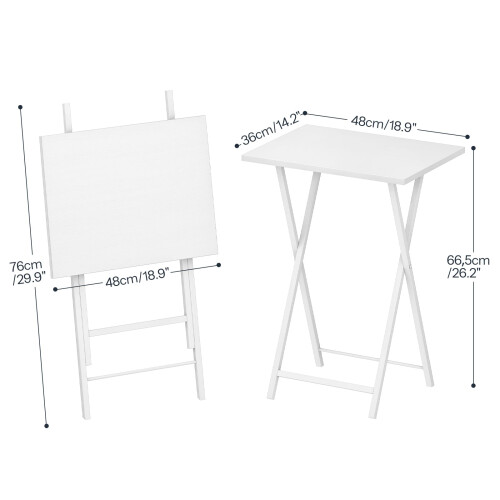 HOOBRO Side Table 2 Set, Folding Tables, TV Tray 2